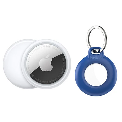 Apple AirTag Bluetooth Item Tracker with Belkin Waterproof Secure Holder with Key Ring