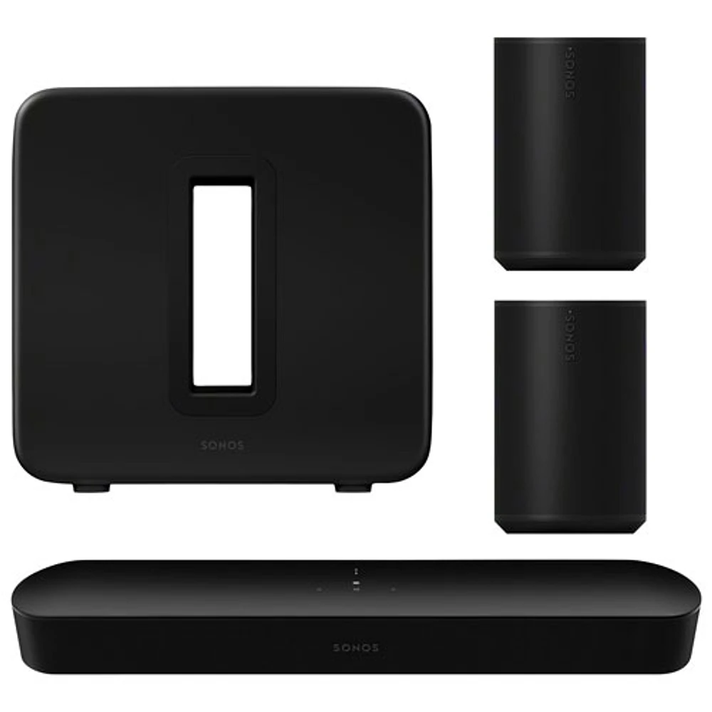 Sonos Beam (2nd Gen) Sound Bar with Sub 4 Wireless Subwoofer & Era 100 Multi-Room Speakers - Pair