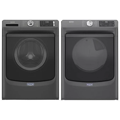 Maytag 7.3 Cu. Ft. Gas Dryer & 5.2 Cu. Ft. Front Load Steam Washer - Volcano Black