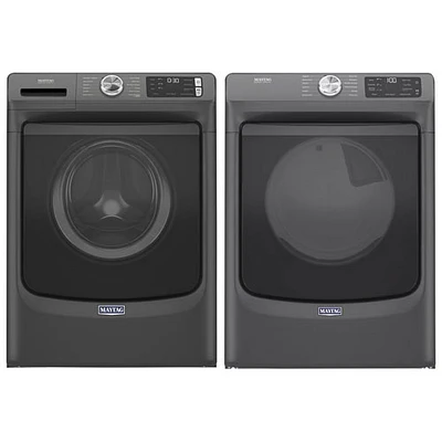 Maytag 5.5 Cu. Ft. Front Load Steam Washer & 7.3 Cu. Ft. Electric Steam Dryer- Volcano Black