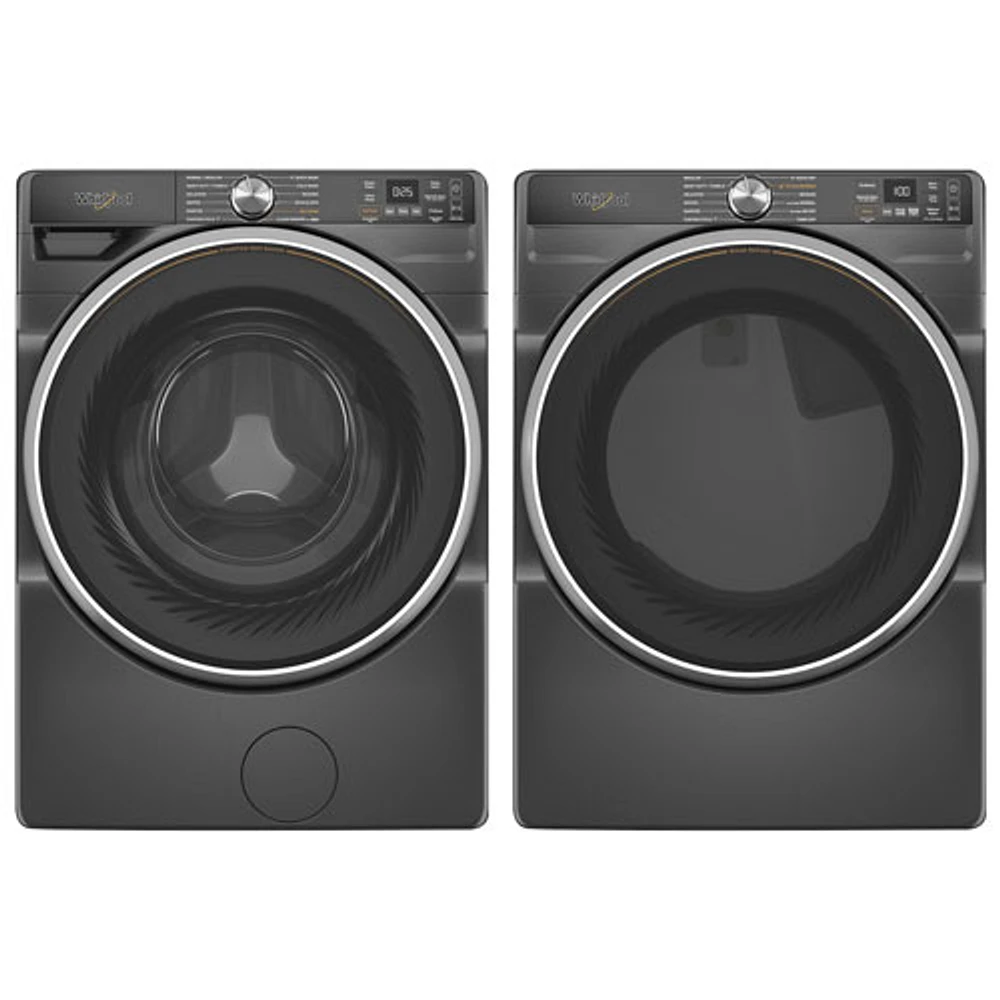 Whirlpool 5.0 Cu. Ft. Front Load Steam Washer & 7.4 Cu. Ft. Electric Steam Dryer- Volcano Black