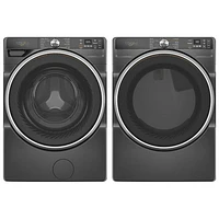 Whirlpool 5.0 Cu. Ft. Front Load Steam Washer & 7.4 Cu. Ft. Electric Steam Dryer- Volcano Black