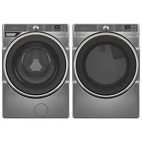 Whirlpool 5.0 Cu. Ft. Front Load Steam Washer & 7.4 Cu.Ft. Electric Steam Dryer- Radiant Silver