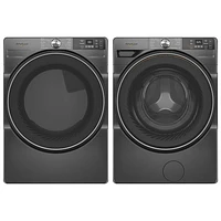 Whirlpool 7.4 Cu. Ft. Gas Steam Dryer & 4.5 Cu. Ft. Front Load Steam Washer- Volcano Black