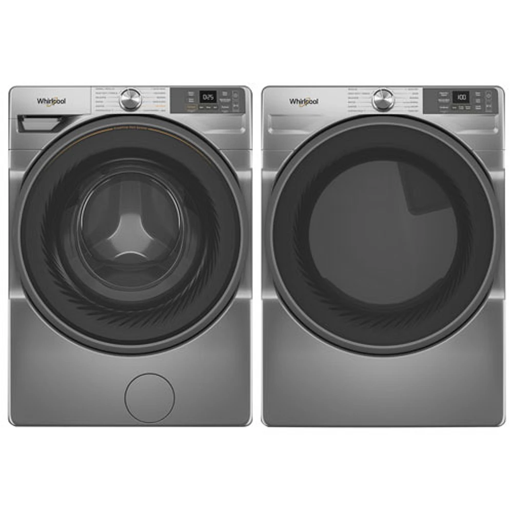 Whirlpool 4.5 Cu. Ft. Front Load Steam Washer & 7.5 Cu.Ft. Electric Steam Dryer- Radiant Silver