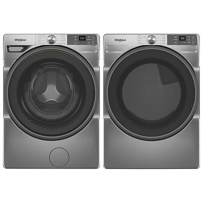 Whirlpool 4.5 Cu. Ft. Front Load Steam Washer & 7.5 Cu.Ft. Electric Steam Dryer- Radiant Silver