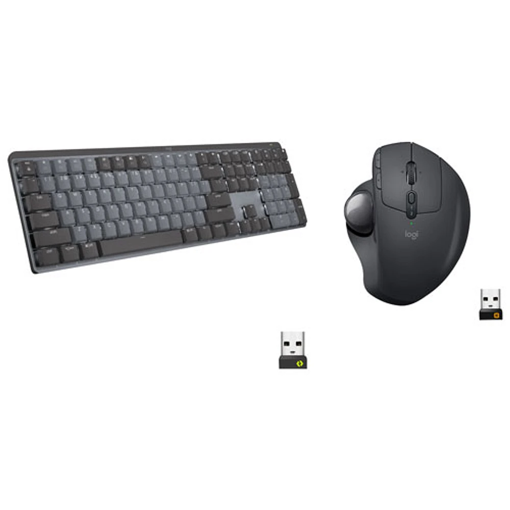 Logitech MX Mechanical Wireless Full-size Backlit Tactile Keyboard w/ Trackball Mouse - Graphite/Black