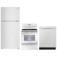 Insignia 28" 14.2 Cu. Ft. Top Freezer Refrigerator; Electric Range; Dishwasher - White