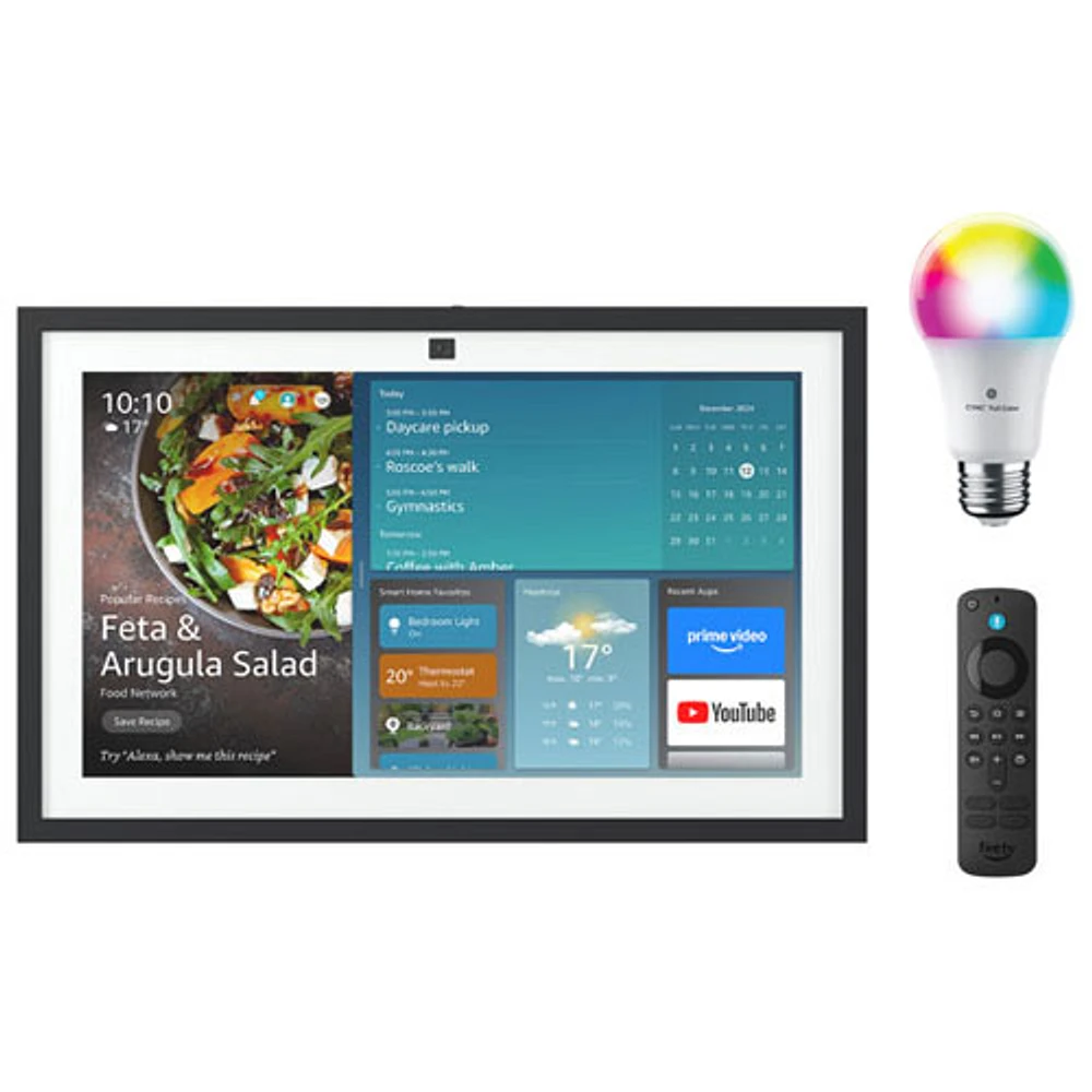 Amazon Echo Show 15 (2nd Gen) Smart Display & GE Cync A19 Smart LED Light Bulb - Multi-Colour