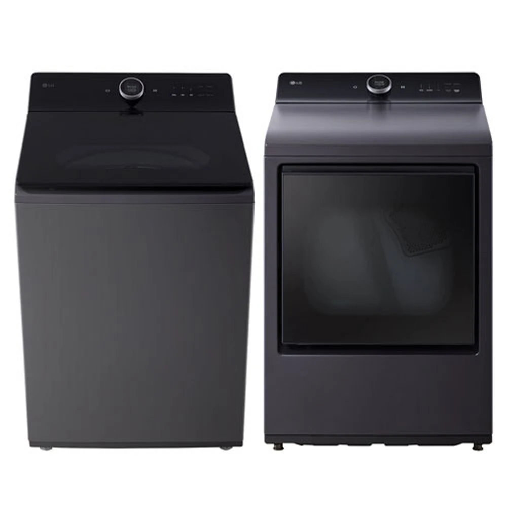 Laveuse à chargement par le haut grande capacité de 6,3 pi³ et sécheuse électrique à vapeur de 7,3 pi³ de LG - Noir mat