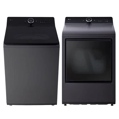 Laveuse à chargement par le haut grande capacité de 6,3 pi³ et sécheuse électrique à vapeur de 7,3 pi³ de LG - Noir mat