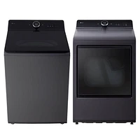 Laveuse à chargement par le haut grande capacité de 6,3 pi³ et sécheuse électrique à vapeur de 7,3 pi³ de LG - Noir mat