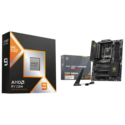 Processeur à 12 coeurs AM5 Ryzen 9 9900X3D d'AMD avec carte mère AM5 DDR5 Wi-Fi 7 X870 ATX de MSI