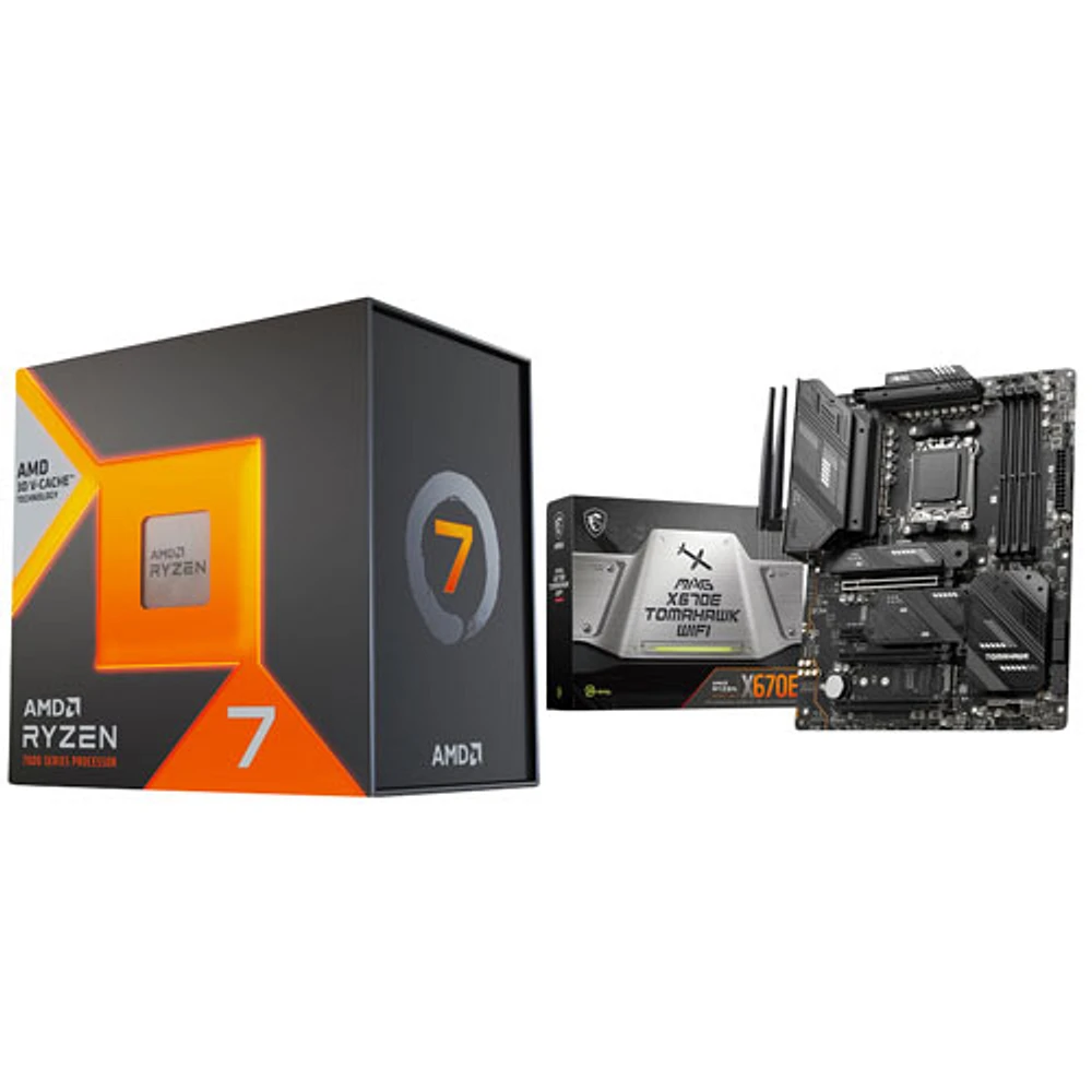 AMD Ryzen 7 7800X3D 8-Core 4.2GHz AM5 Processor with MSI MAG X670E Tomahawk WIFI ATX AM5 DDR5 Motherboard