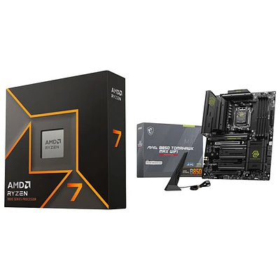 Processeur à 8 coeurs Ryzen 7 9700X 5,5 GHz AM5 d'AMD avec carte mère MAG B850 Tomahawk Max Wi-Fi 7 ATX AM5 de MSI