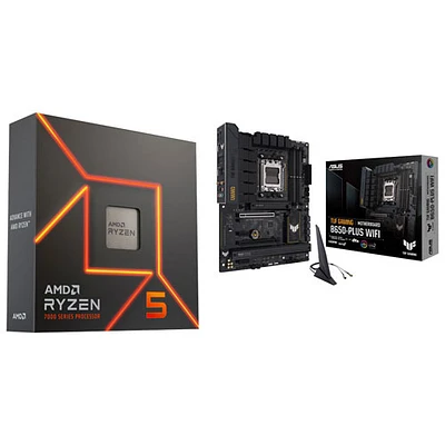 AMD Ryzen 5 7600X 6-Core 4.7GHz Processor with ASUS TUF Gaming B650-Plus Gaming Wi-Fi 6 ATX DDR5 Motherboard