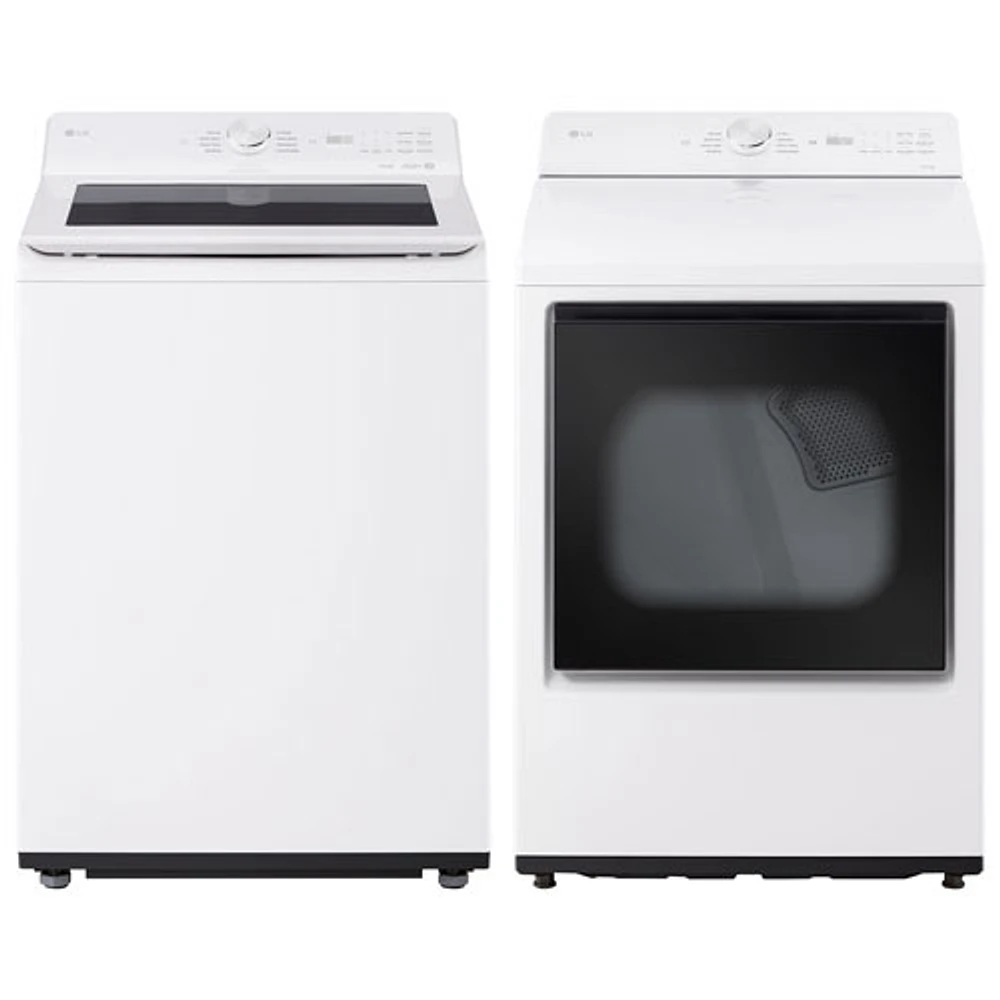 Laveuse à chargement par le haut HE de 5,8 pi³ et sécheuse électrique avec Sensor Dry de 7,3 pi³ de LG - Blanc alpin