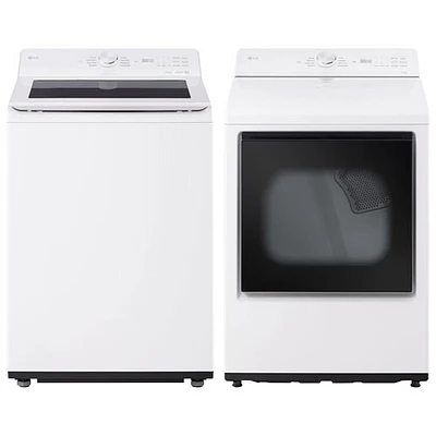 Laveuse à chargement par le haut HE de 5,8 pi³ et sécheuse électrique avec Sensor Dry de 7,3 pi³ de LG - Blanc alpin