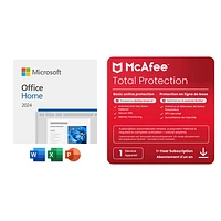 Microsoft Office Home 2024 (PC/Mac) & McAfee Total Protection (Win/Mac/Android/iOS) -1 User -1 Yr -Digital Download