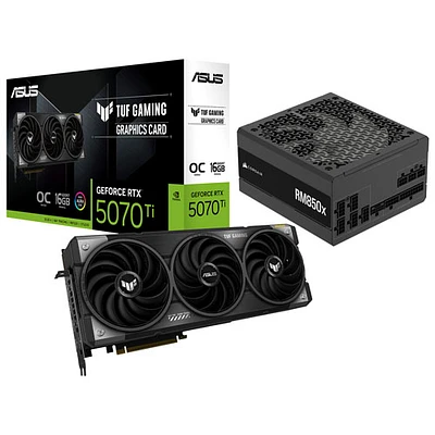 ASUS TUF Gaming GeForce RTX 5070 Ti OC 16GB GDDR7 Video Card & Corsair RMx 850-Watt ATX Power Supply