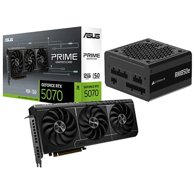 ASUS Prime GeForce RTX 5070 12GB GDDR7 Video Card & Corsair RMe Series 850-Watt ATX Power Supply