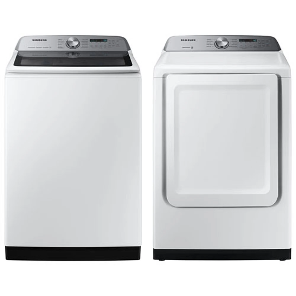 Samsung 6.0 Cu. Ft. High Efficiency Top Load Washer & 7.4 Cu. Ft. Electric Dryer - White