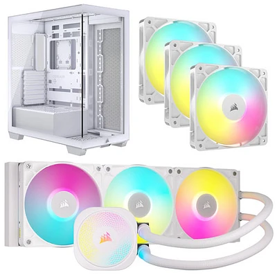 Corsair iCUE LINK Titan RX RGB 360mm Liquid CPU Cooling System w/ ATX Computer Case & Triple Case Fan Kit