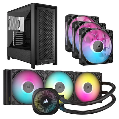 Corsair iCUE LINK Titan RX RGB 360mm Liquid CPU Cooling System w/ 3-Pack PWM Case Fans & ATX Computer Case