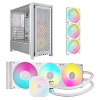 Corsair iCUE LINK Titan RX RGB 360mm Liquid CPU Cooling System w/ Triple Fans Starter Kit & ATX Computer Case - White