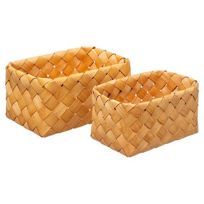 Set 2 cestas madera trenzada