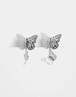 Aretes colgantes cortos con mariposas