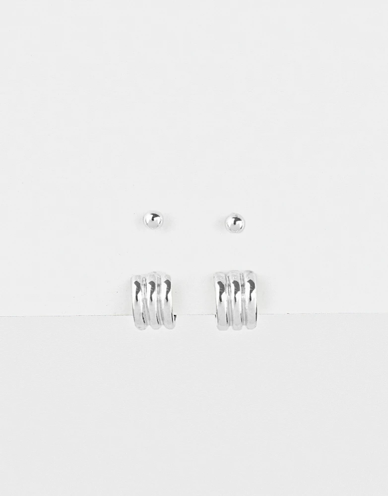 Set de aretes bañados en plata