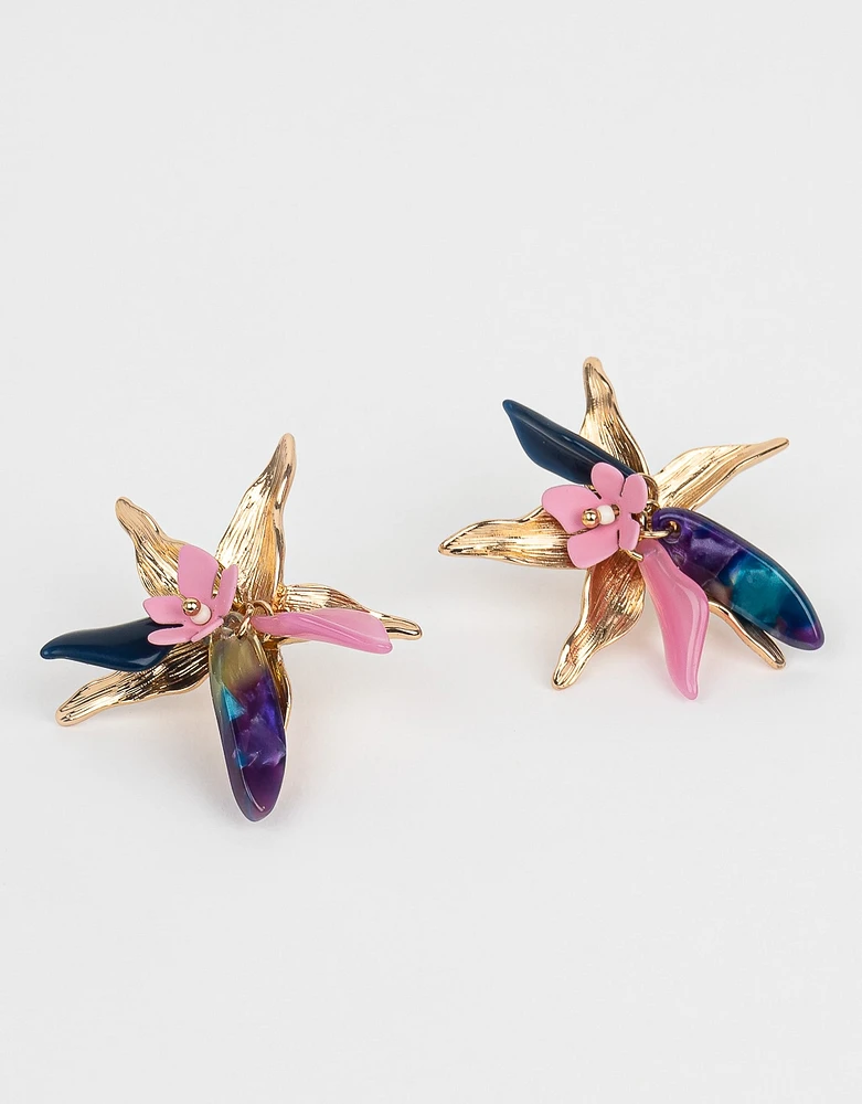 Aretes de flor de resina