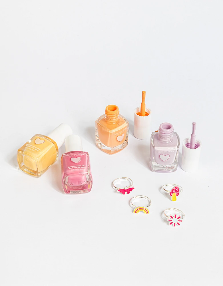 Set de esmaltes con anillitos justables "grow your wings"