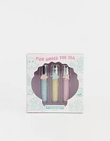 Set de 3 mini brillos labiales infantiles under the sea con anillitos ajustables