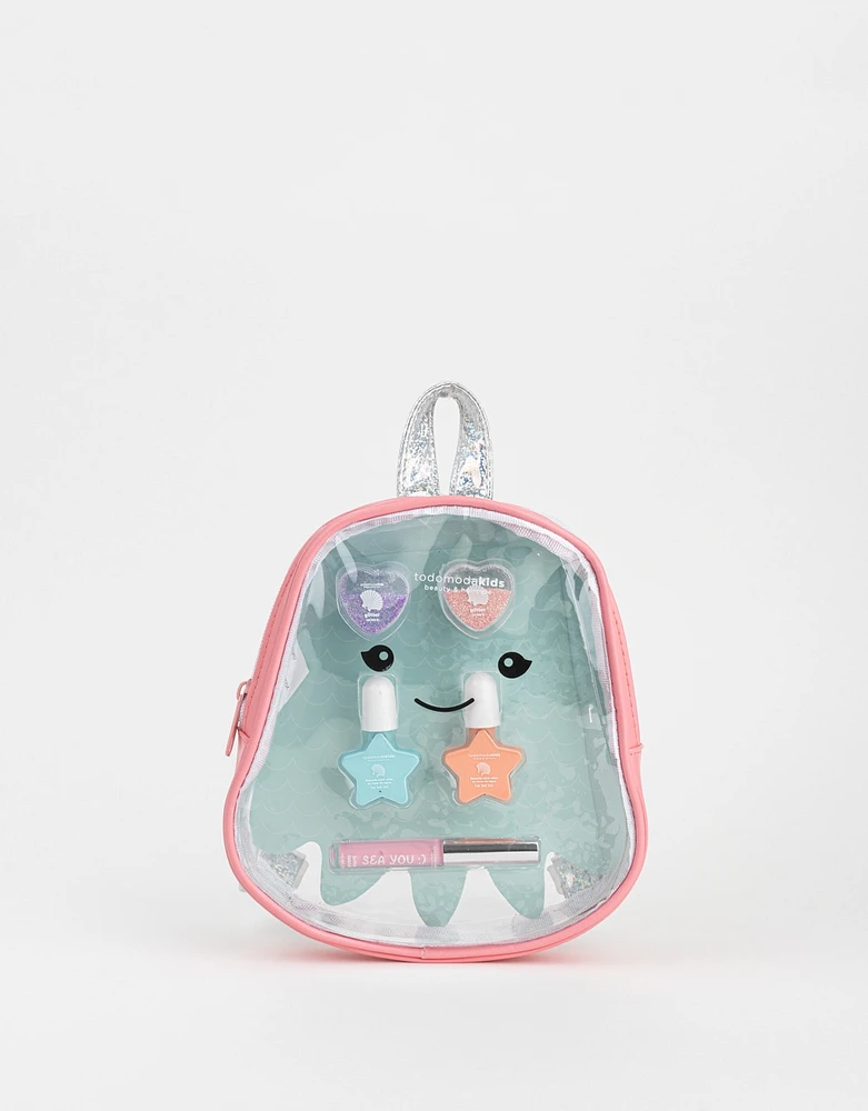 Mochila en forma de pulpito con cosméticos