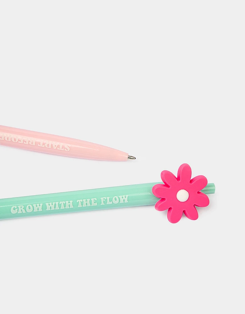 Set de bolígrafos con flores