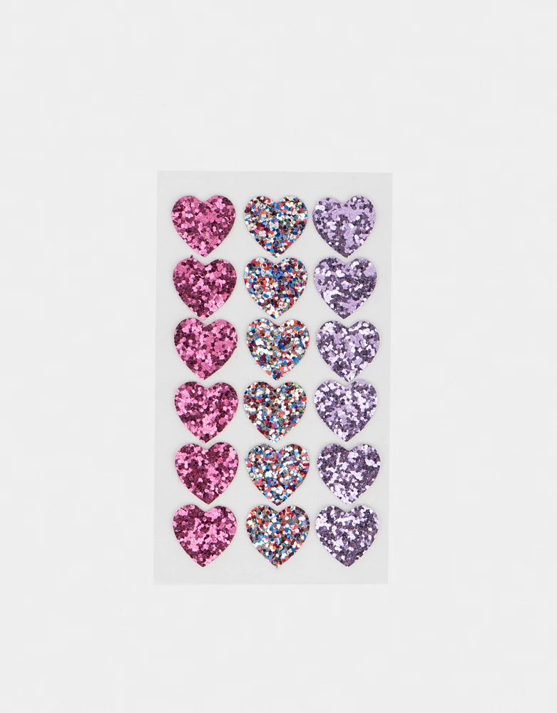 Stickers de corazones con glitter