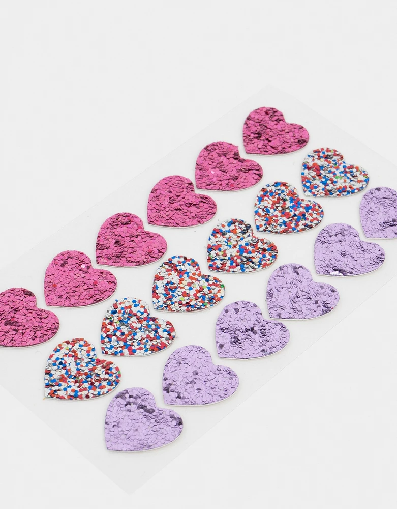 Stickers de corazones con glitter
