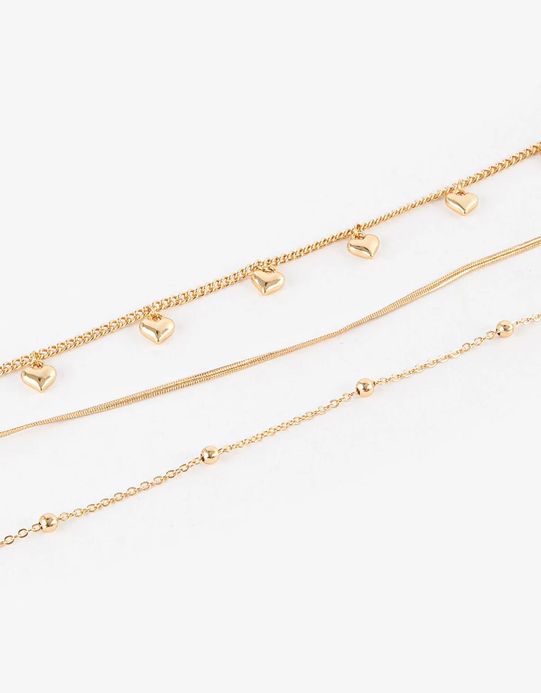 Set de 3 chokers bañados en oro