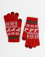 Guantes tejidos navideños