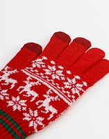 Guantes tejidos navideños