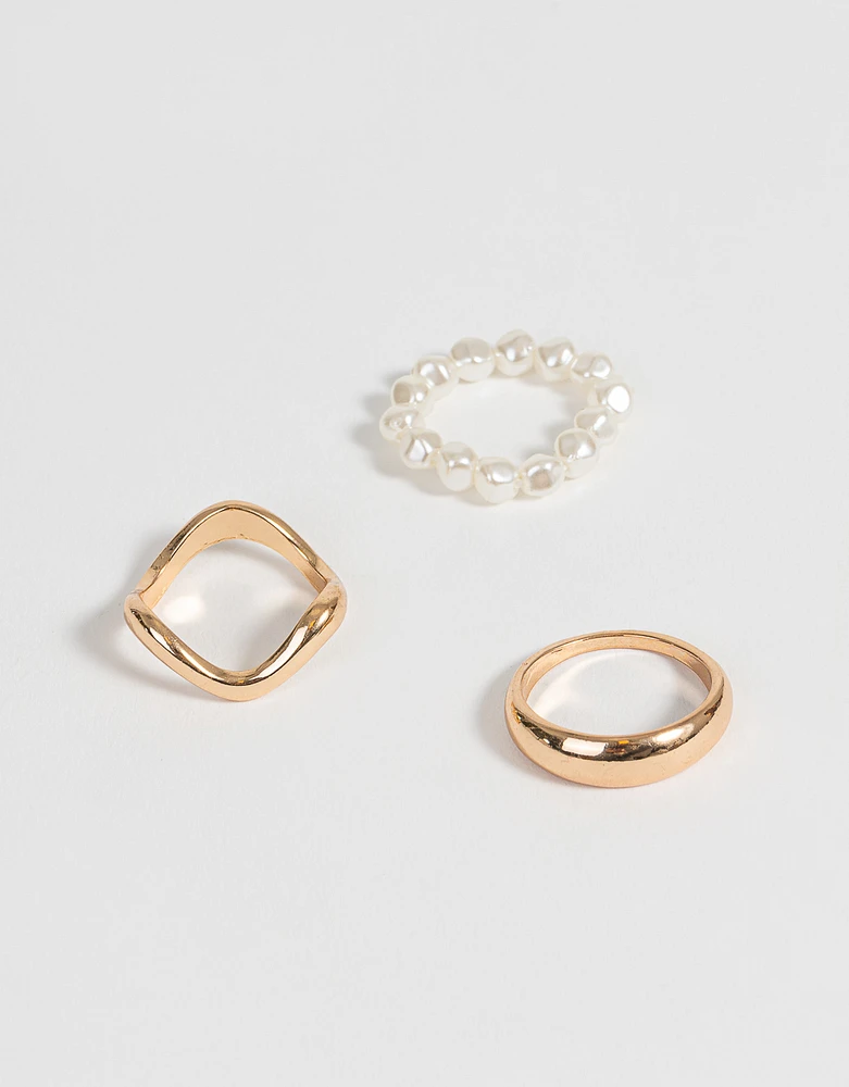 Set de anillos con perlas