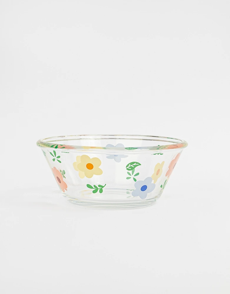 Bowl de vidrio  con flores