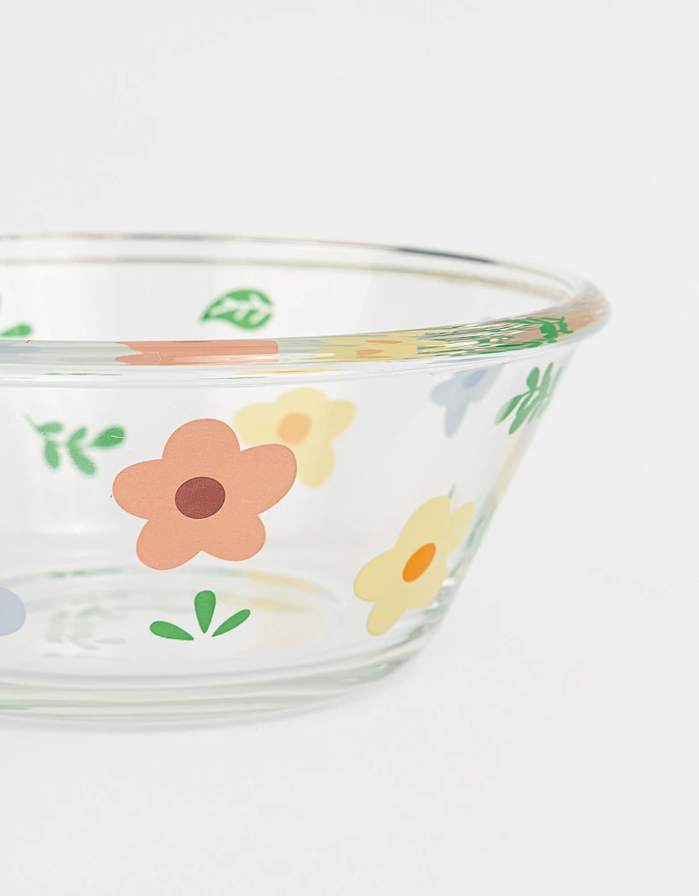 Bowl de vidrio  con flores