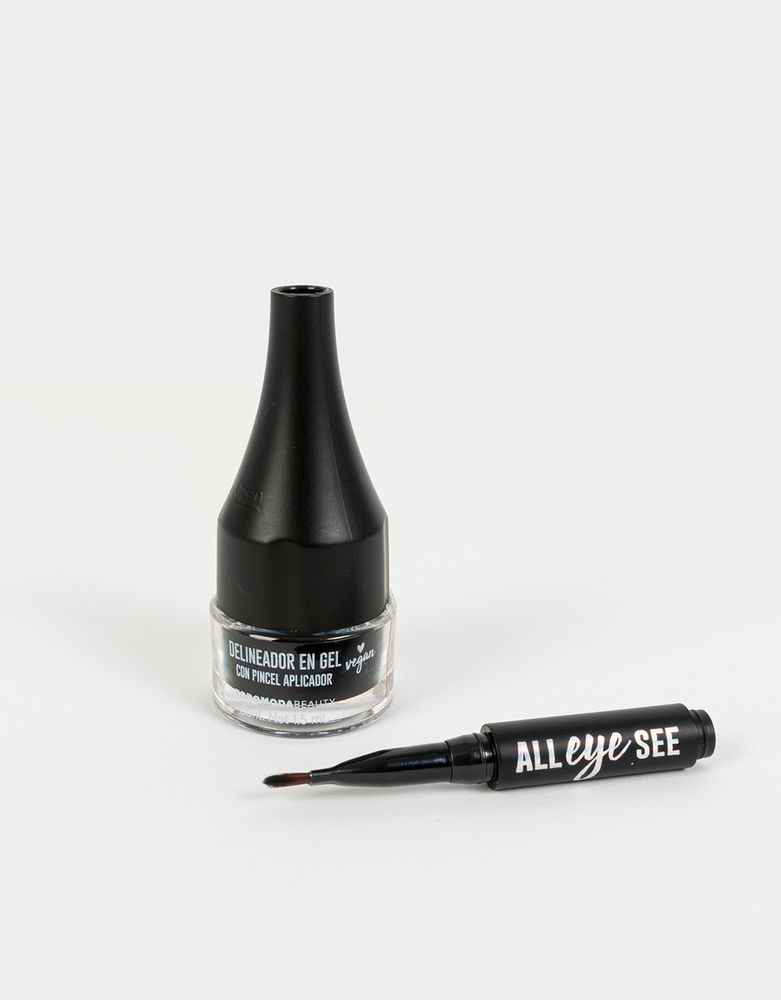 Delineador de ojos en gel negro con pincel aplicador