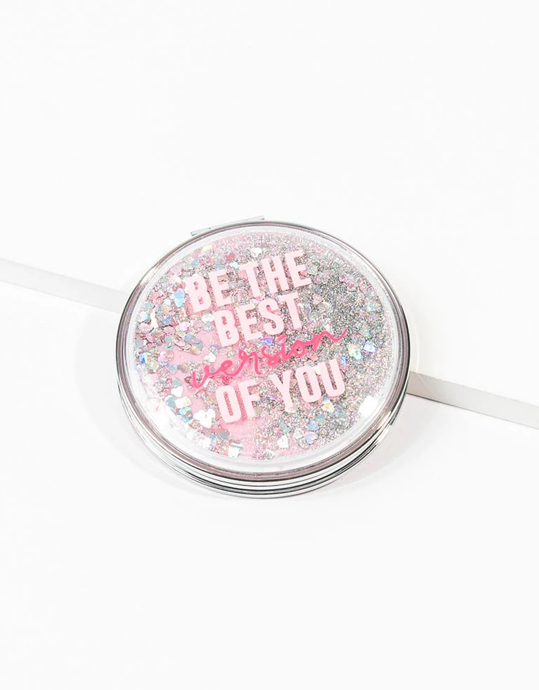 Espejo redondo "be the best version of you" con confetti