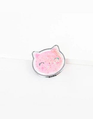 Espejo de gatito con confetti en el interior