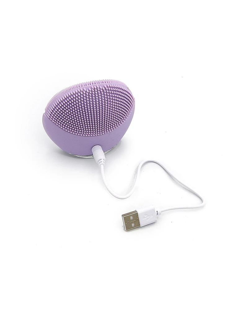 Limpiador facial eléctrico lila con cable usb