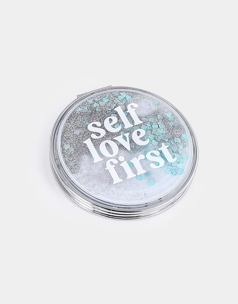 Espejo con glitter "self love first"